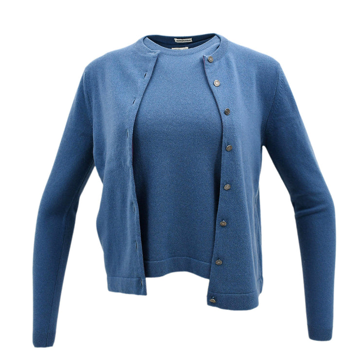 Hermes Ensemble Cardigan Sleeveless Top Blue #SM