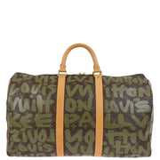 Louis Vuitton 2001 Khaki Monogram Graffiti Keepall 50 Duffle Bag M92196