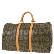 Louis Vuitton 2001 Khaki Monogram Graffiti Keepall 50 Duffle Bag M92196