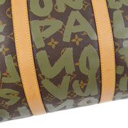 Louis Vuitton 2001 Khaki Monogram Graffiti Keepall 50 Duffle Bag M92196