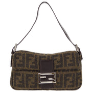 Fendi Brown Wool Zucca Baguette Handbag