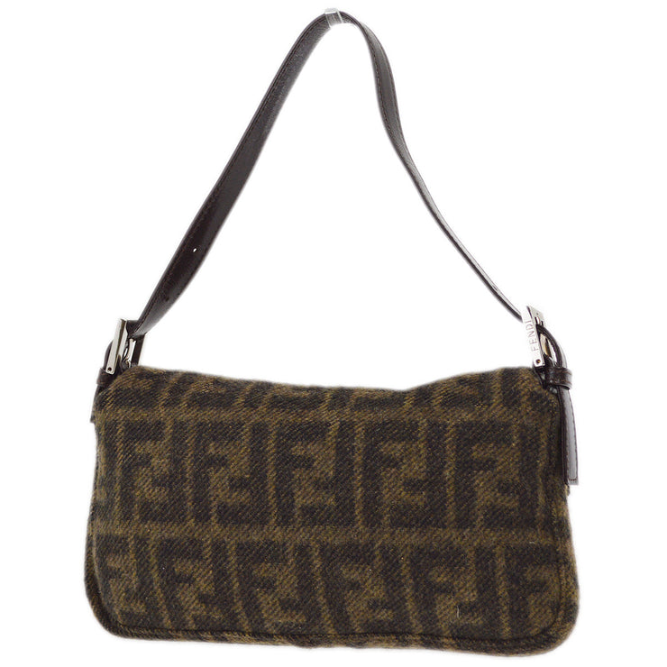 Fendi Brown Wool Zucca Baguette Handbag