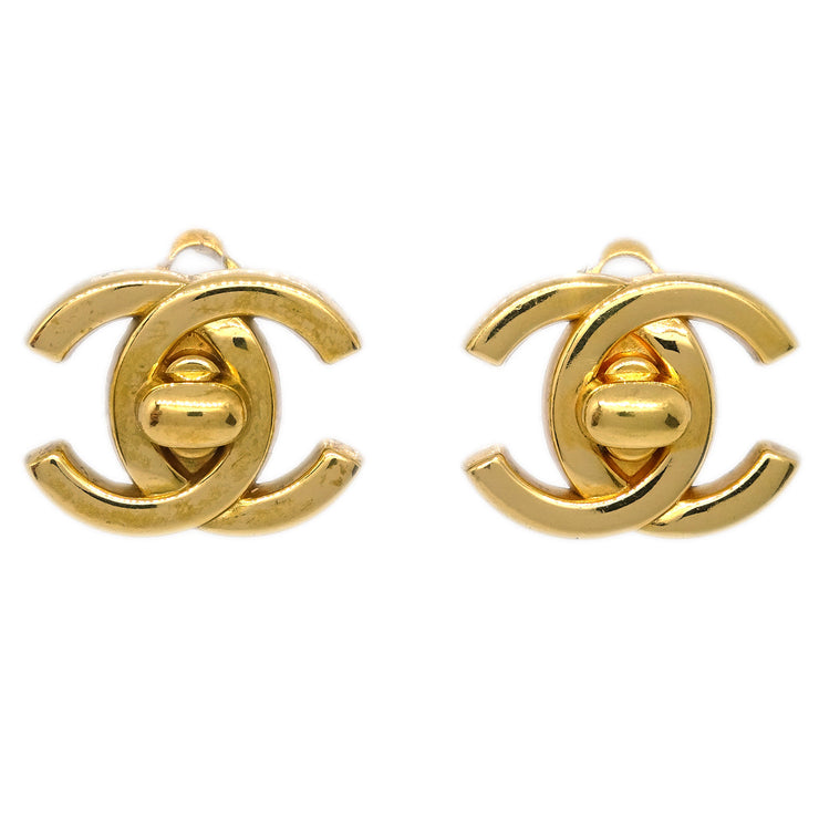 Chanel CC Turnlock Earrings Clip-On Gold Small 97P