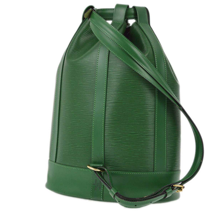 Louis Vuitton 1995 Green Epi Randonnee PM Bucket Shoulder Bag M52354