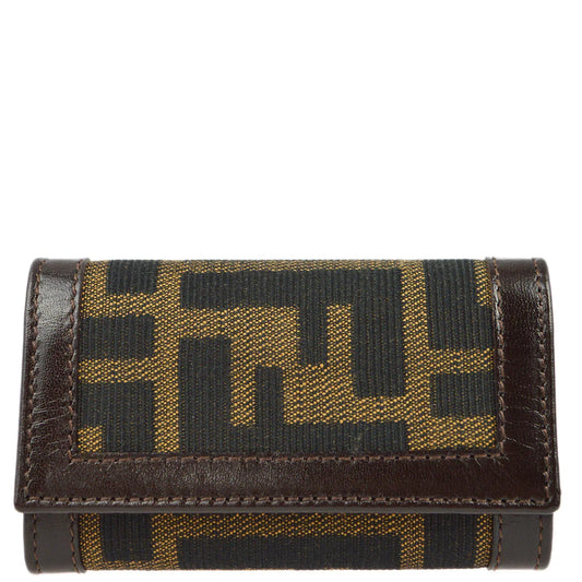 Fendi 2000 Brown Zucca Six Hook Key Case Small Good