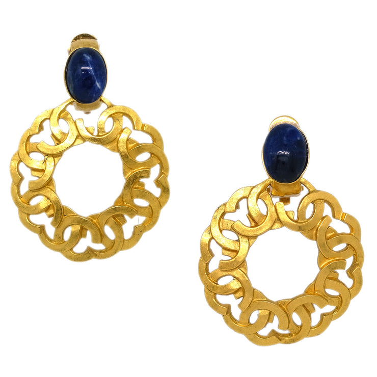 Chanel Hoop Dangle Earrings Clip-On Gold 95A