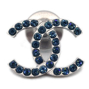 Chanel CC Brooch Lapel Pin Silver Rhinestone 00A