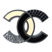 Chanel CC Brooch Pin Rhinestone Silver 05P