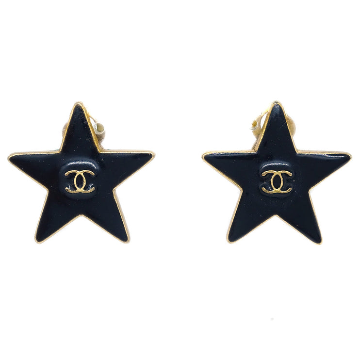 Chanel Star Earrings Clip-On Black 03A