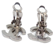 Chanel CC Rhinestone Earrings Clip-On Silver 08V