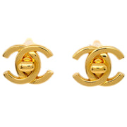 Chanel CC Turnlock Earrings Clip-On Gold Small 97P