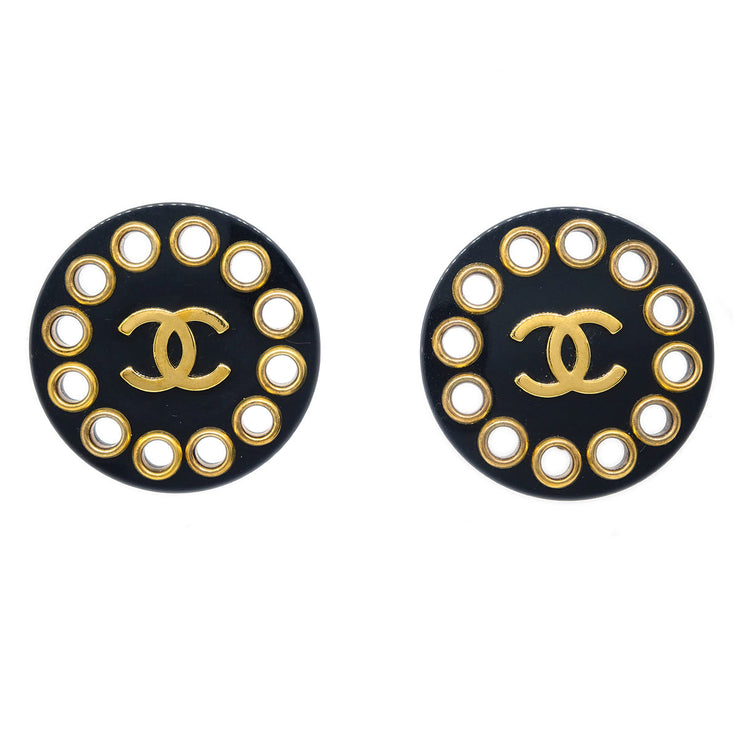 Chanel Black Button Earrings Clip-On 28