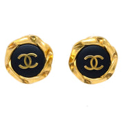 Chanel Black Button Earrings Clip-On 96P