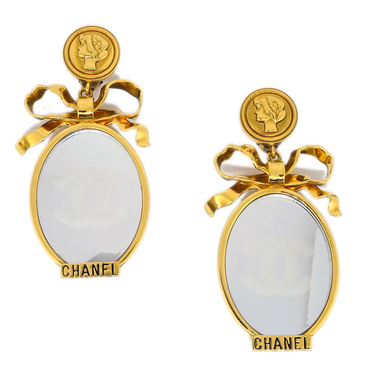 Chanel Mirror Earrings Clip-On Gold