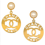 Chanel Hoop Gold Costume Pearl Clip-On Earrings