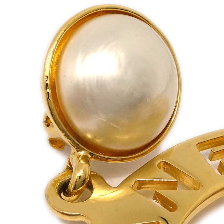 Chanel Hoop Gold Costume Pearl Clip-On Earrings