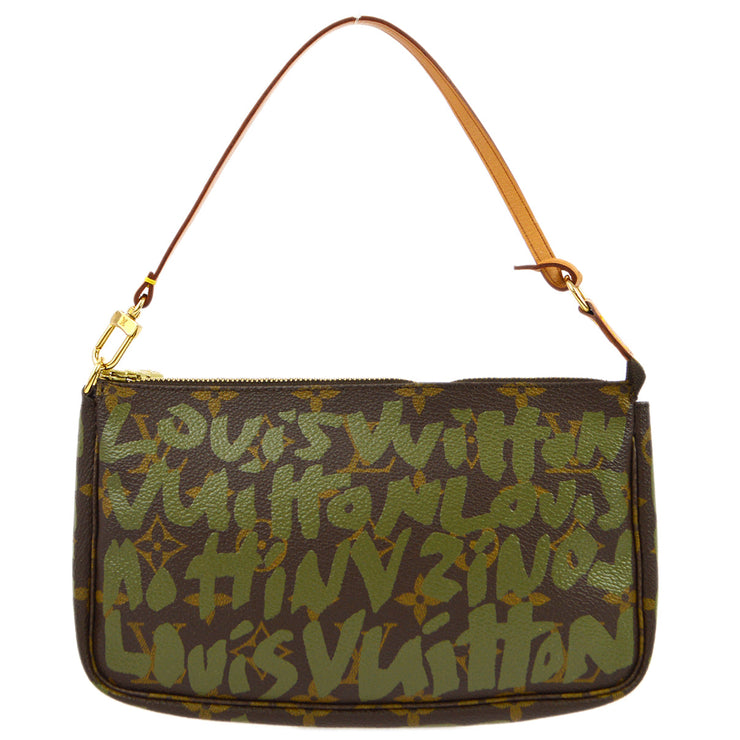 Louis Vuitton 2001 khaki Graffiti Pochette Accessoires Handbag M92191