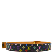 Louis Vuitton 2003 Black Multicolor Ceinture LV Cut Belt 70/28 M9271Y