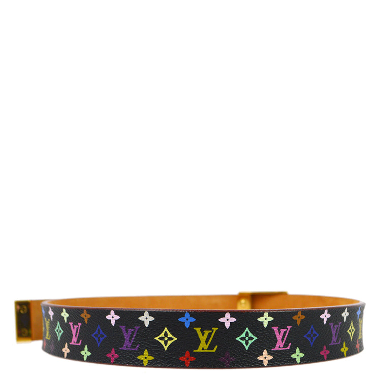 Louis Vuitton 2003 Black Multicolor Ceinture LV Cut Belt 70/28 M9271Y