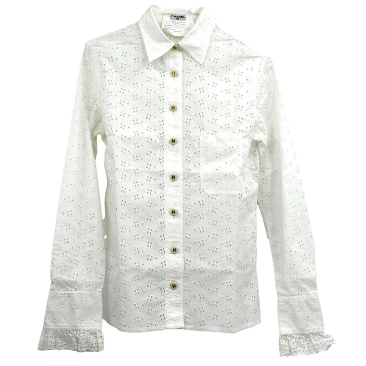 Chanel Shirt Blouse White #36