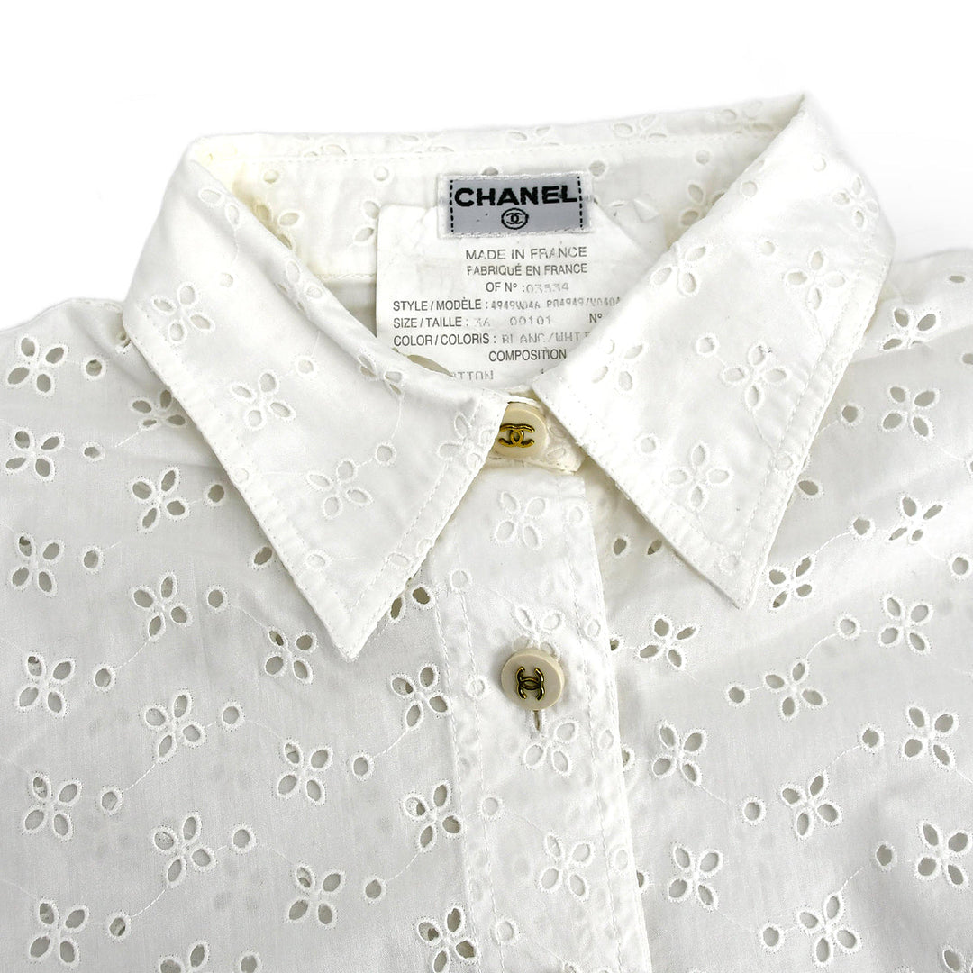 Chanel White T Shirt Size 36 With Rhinestones CC logo | eBay