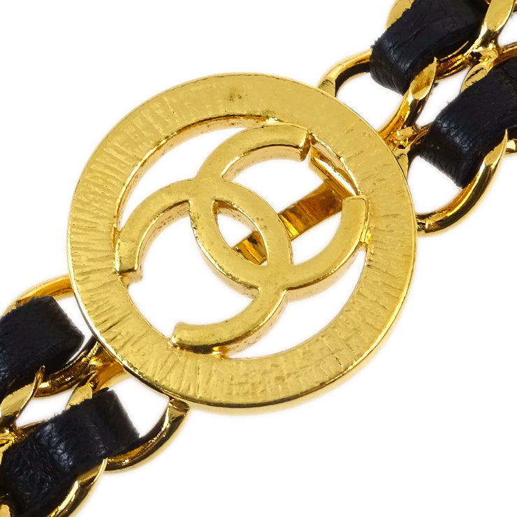 Chanel Gold Black Medallion Chain Belt Small Good