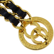 Chanel Gold Black Medallion Chain Belt Small Good