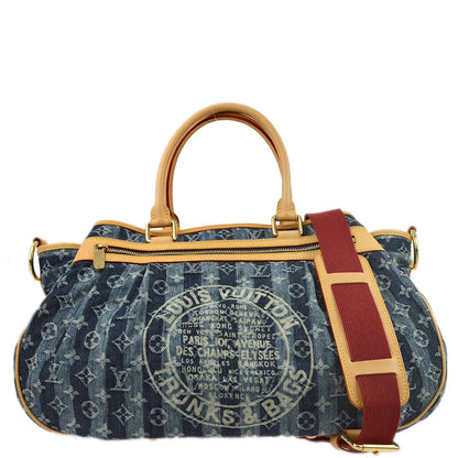 Louis Vuitton 2006 Blue Monogram Denim Cabas Raye GM 2way Tote M95336