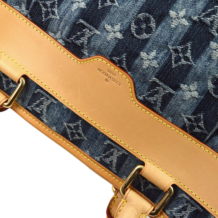 Louis Vuitton 2006 Blue Monogram Denim Cabas Raye GM 2way Tote M95336