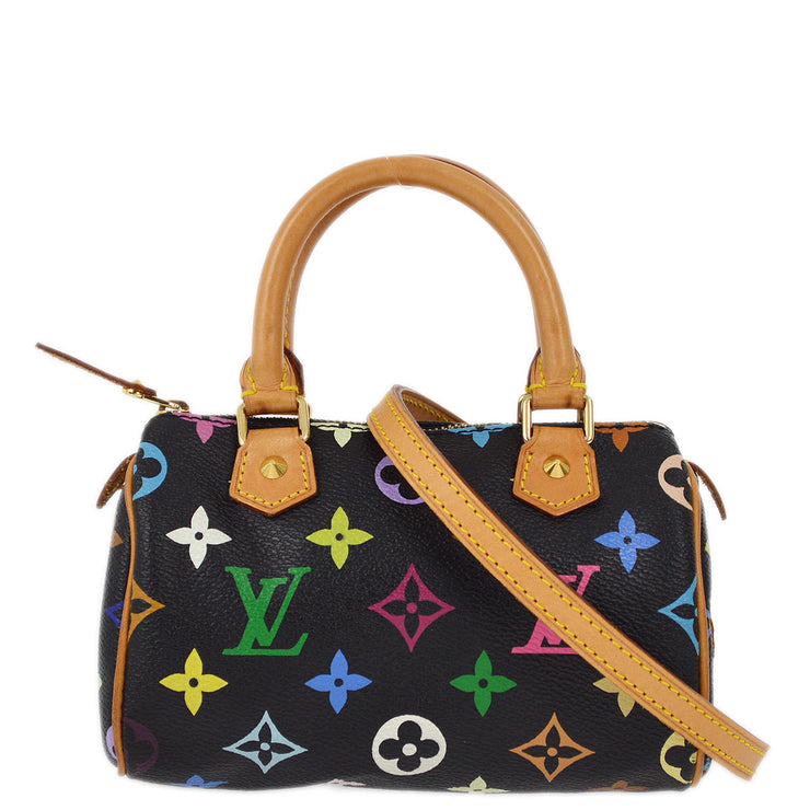 Louis Vuitton 2003 Black Multicolor Mini Speedy 2way Shoulder Handbag M92644