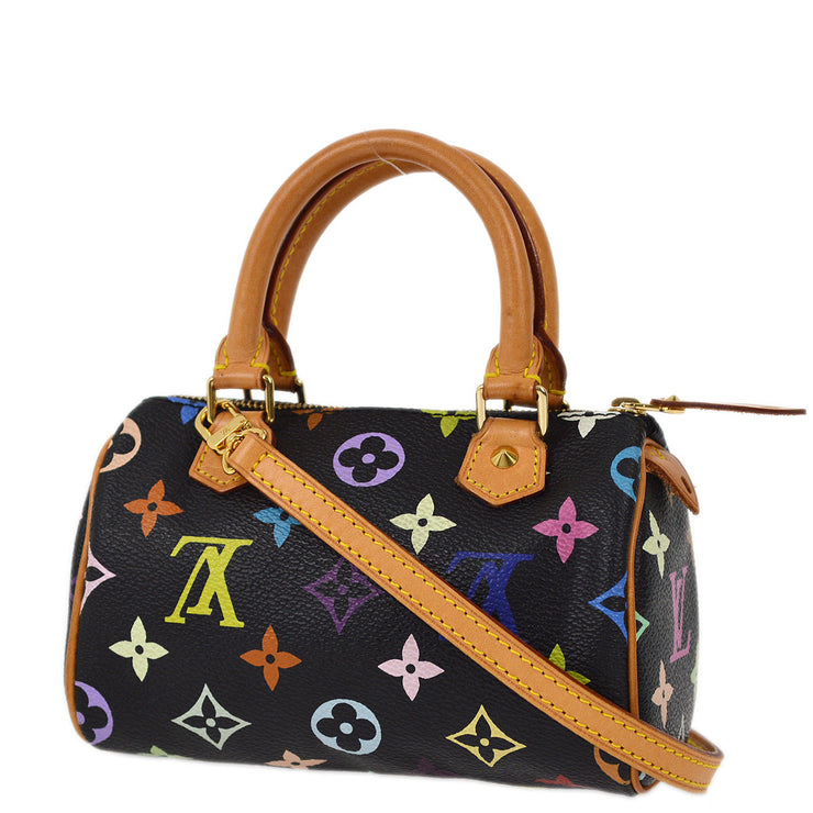 Louis Vuitton 2003 Black Multicolor Mini Speedy 2way Shoulder Handbag M92644