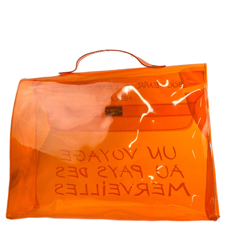 Hermes Orange Vinyl Kelly Beach Handbag