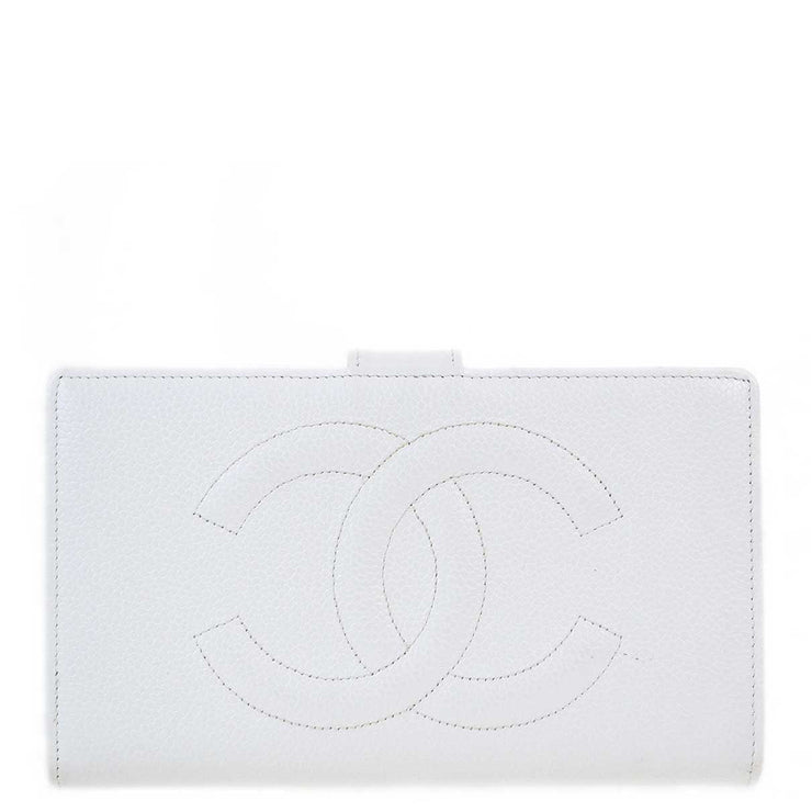 Chanel 1997-1999 White Caviar Bifold Wallet