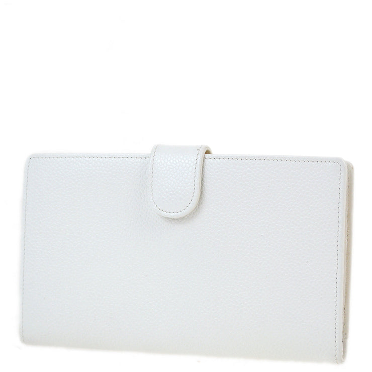 Chanel 1997-1999 White Caviar Bifold Wallet