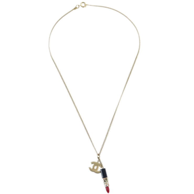 Chanel Lipstick Gold CC Pendant Necklace 04A