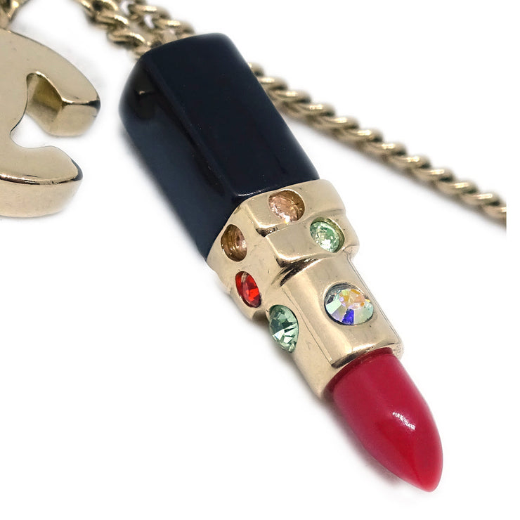 Chanel Lipstick Gold CC Pendant Necklace 04A