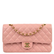 Chanel 2003-2004 Pink Caviar Medium Classic Double Flap Shoulder Bag