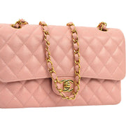 Chanel 2003-2004 Pink Caviar Medium Classic Double Flap Shoulder Bag