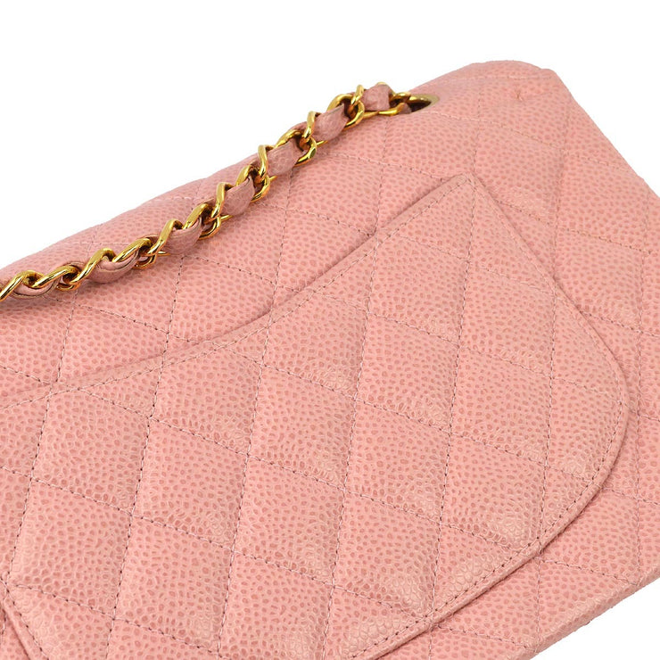 Chanel 2003-2004 Pink Caviar Medium Classic Double Flap Shoulder Bag