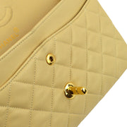 Chanel 1994-1996 Beige Lambskin Small Classic Double Flap Shoulder Bag