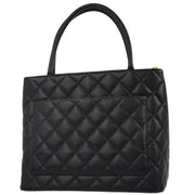 Chanel 2001-2003 Black Caviar Medallion Tote Handbag