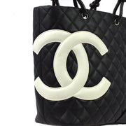 Chanel 2003-2004 Black Calfskin Cambon Ligne Tote Handbag