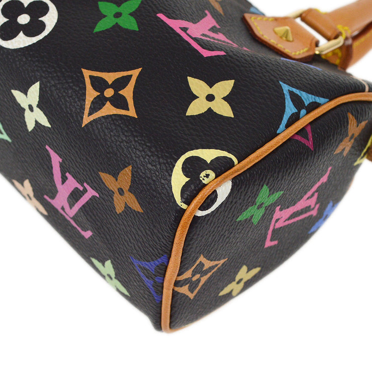 Louis Vuitton 2003 Black Multicolor Mini Speedy 2way Shoulder Handbag M92644