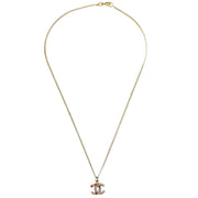 Chanel Gold Mini CC Pendant Necklace Rhinestone 04A