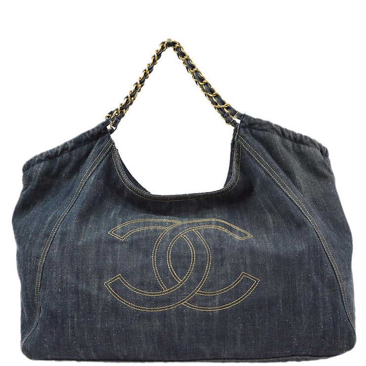 Chanel 2006-2008 Blue Denim Coco Cabas Tote Handbag