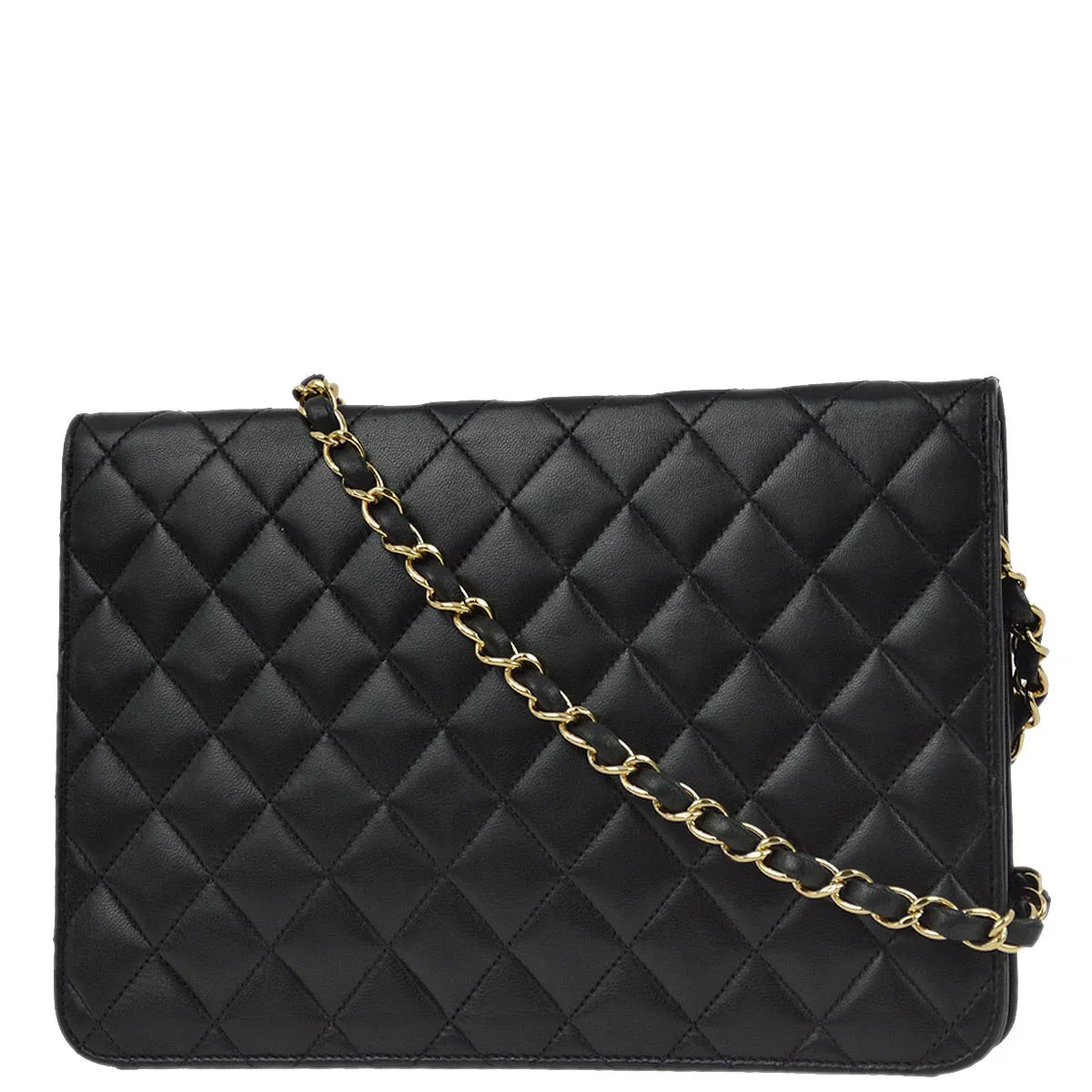 Chanel 2008-2009 Black Lambskin Turnlock Medium Half Flap Shoulder Bag