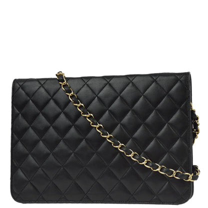 Chanel 2008-2009 Black Lambskin Turnlock Medium Half Flap Shoulder Bag