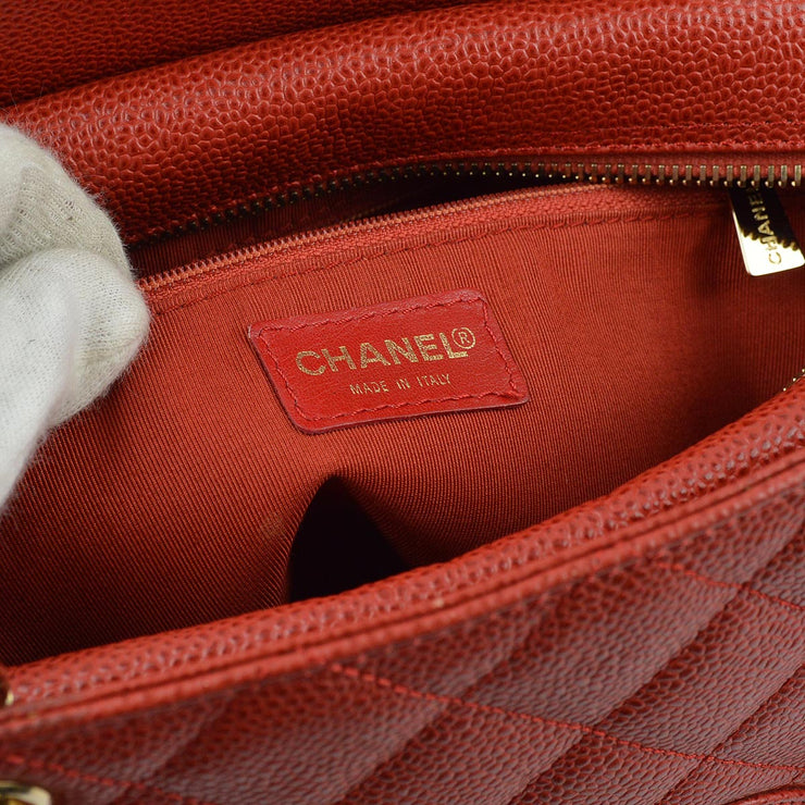 Chanel 2001-2003 Red Caviar Petite Timeless Tote PTT Chain Handbag