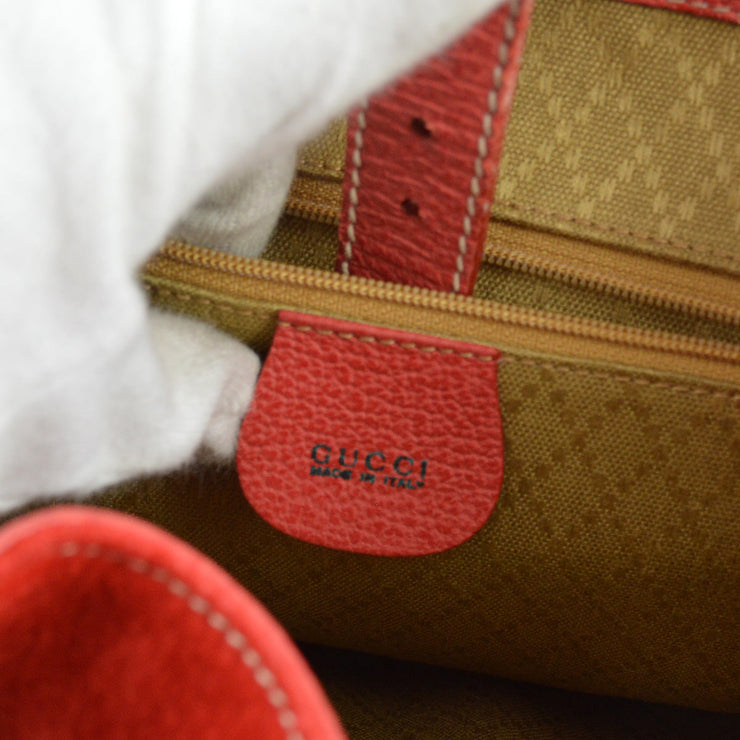 Gucci Red Suede Bamboo Backpack