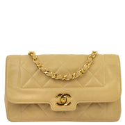 Chanel 1989-1991 Beige Lambskin Single Flap Shoulder Bag